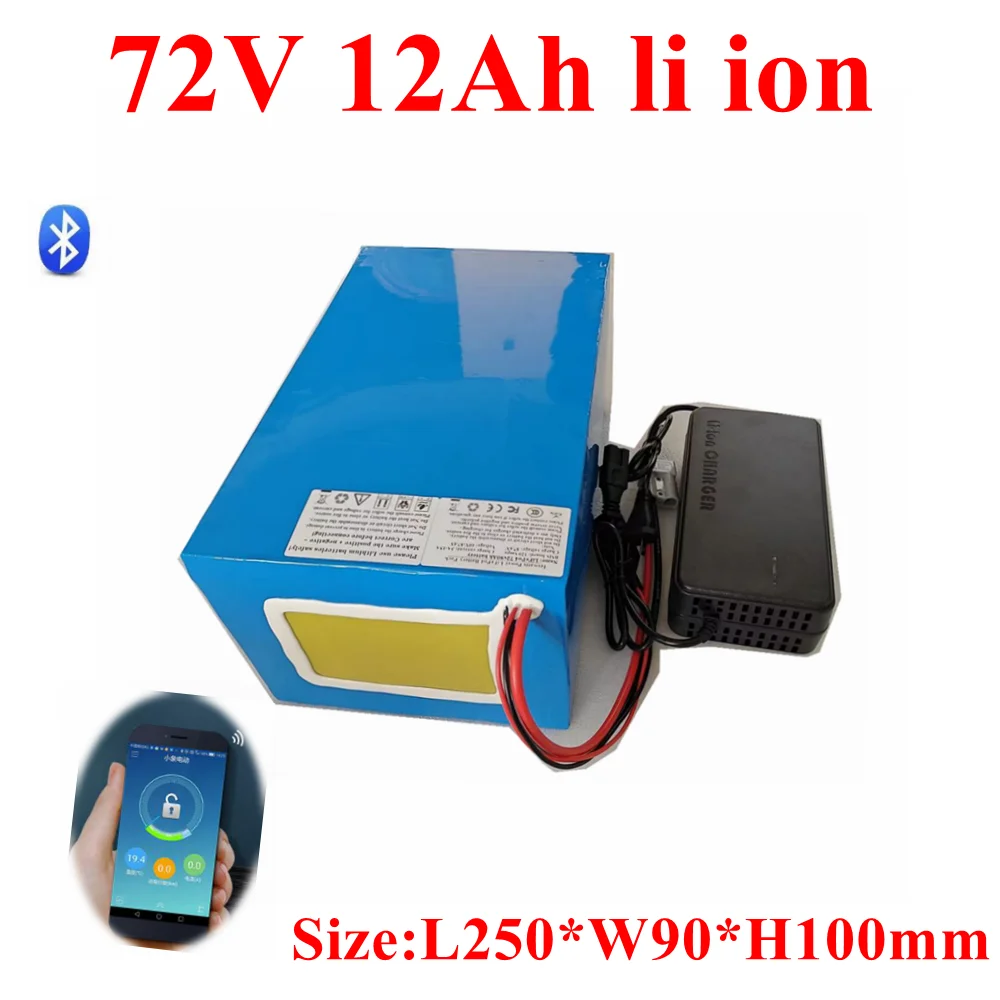 72V 12Ah Li Ion 72V 12Ah Batteria Agli Ioni Di Litio 72V 12Ah 10000W Scooter Elettrico E-Bike + Caricatore 5A