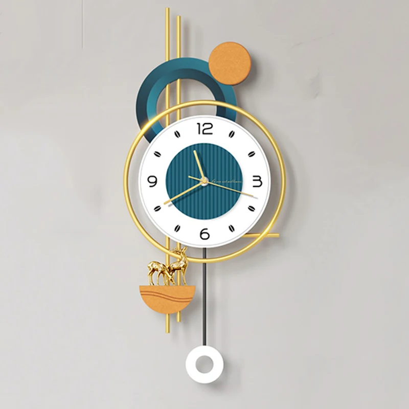 

Needle Metal Animal Movement Wall Clock Luxury Pendulum Round Pendulum Quality Wall Clock Silent Orologio Da Parete Home Decor