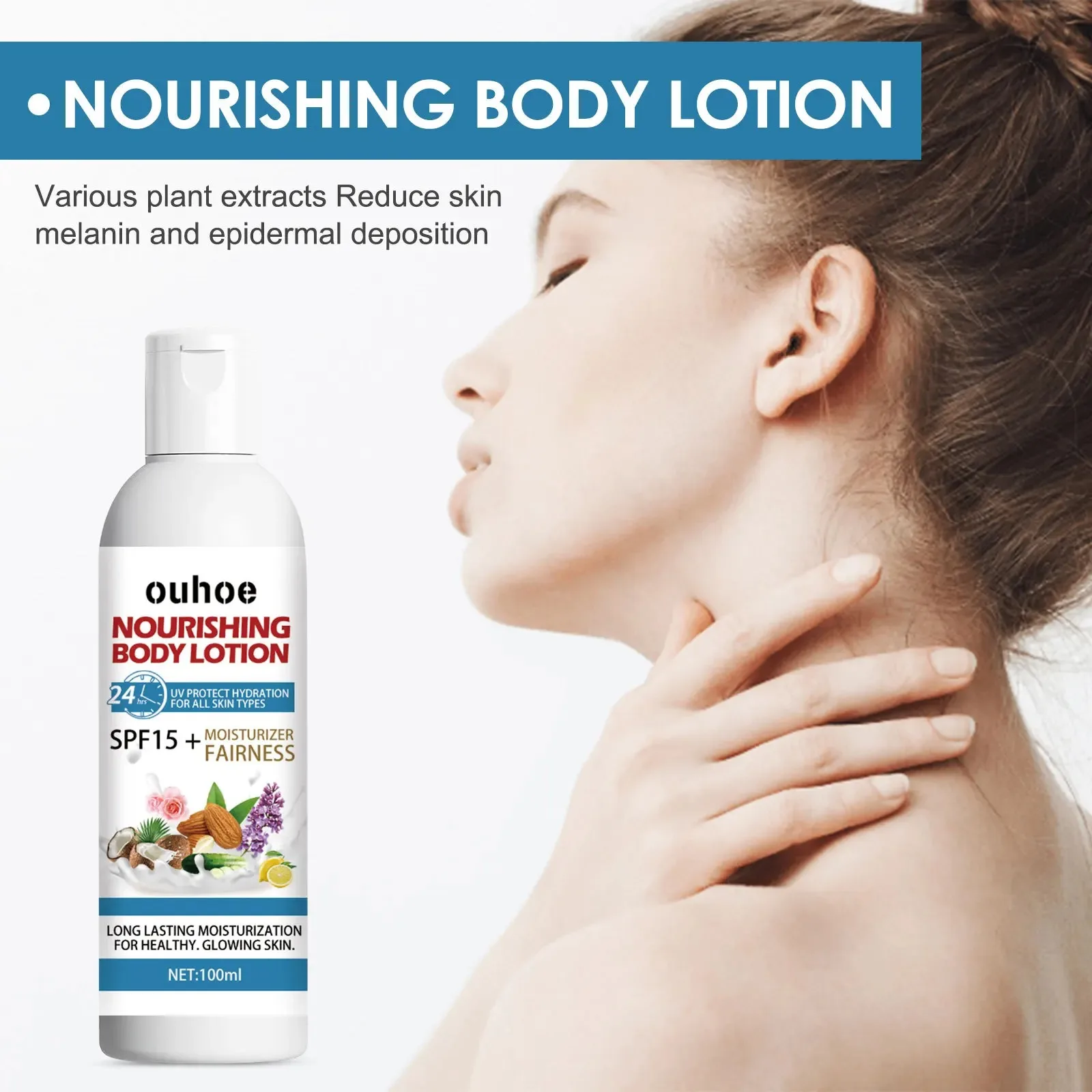 Aufhellende Körperlotion, entfernt Melanin, hellt raue, gelbe, trockene Haut auf, macht sie glatt, befeuchtet dunkle Flecken und erhellt die Arme._voghion.com