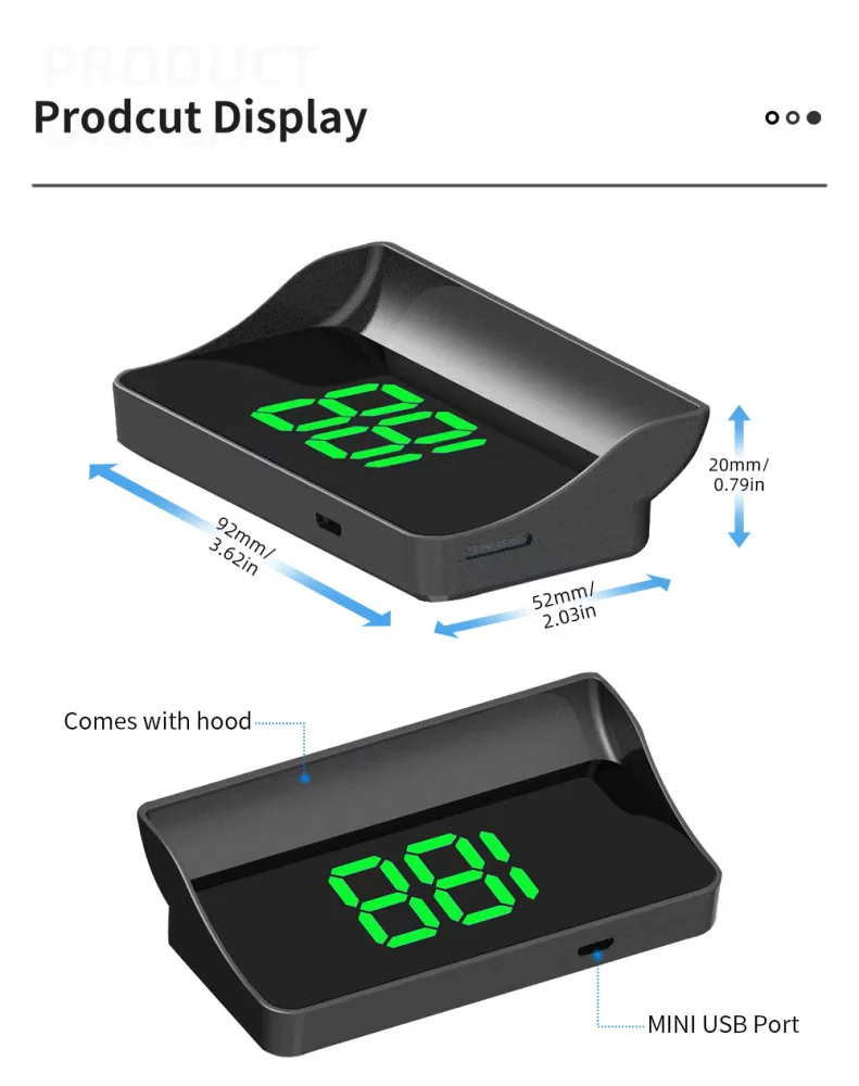 ڵ  ÷ HUD  GPS ӵ  , ӵ 跮, KMH/MPH,  ۲ LED Ʈ, 4 ġ
