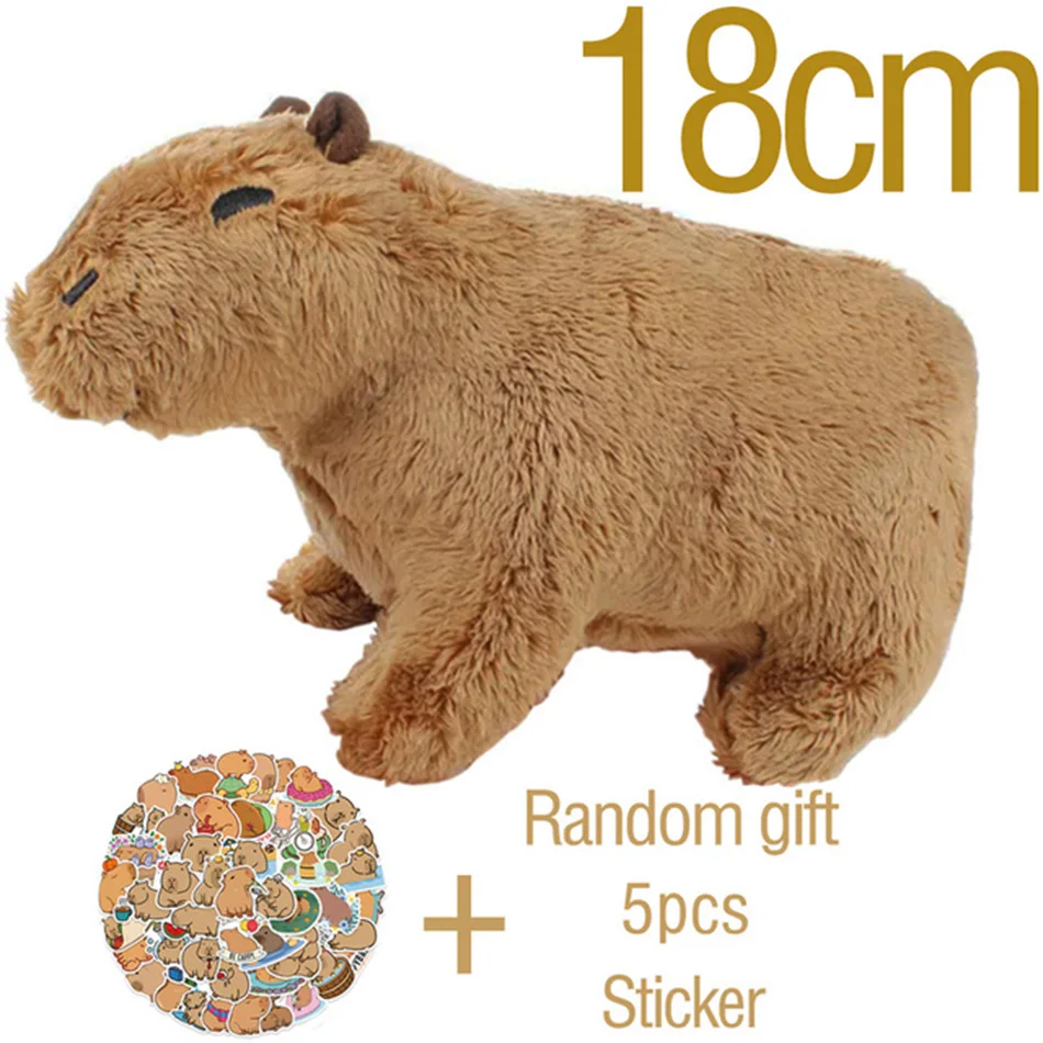 ? 18-30cm Capybara 플러시 시뮬레이션 Capibara 애니메이션 푹신한 장난감 박제 동물 부드러운 인형 어린이 생일 선물 보내기 스티커