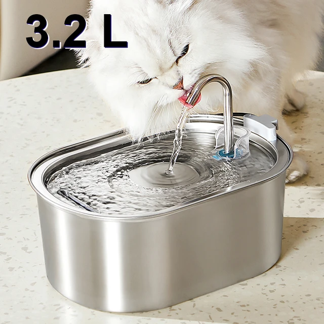 Fontaine à boire automatique pour animaux de compagnie, filtre, acier  inoxydable, capteur, pompe à eau silencieuse, chats et chiens - AliExpress