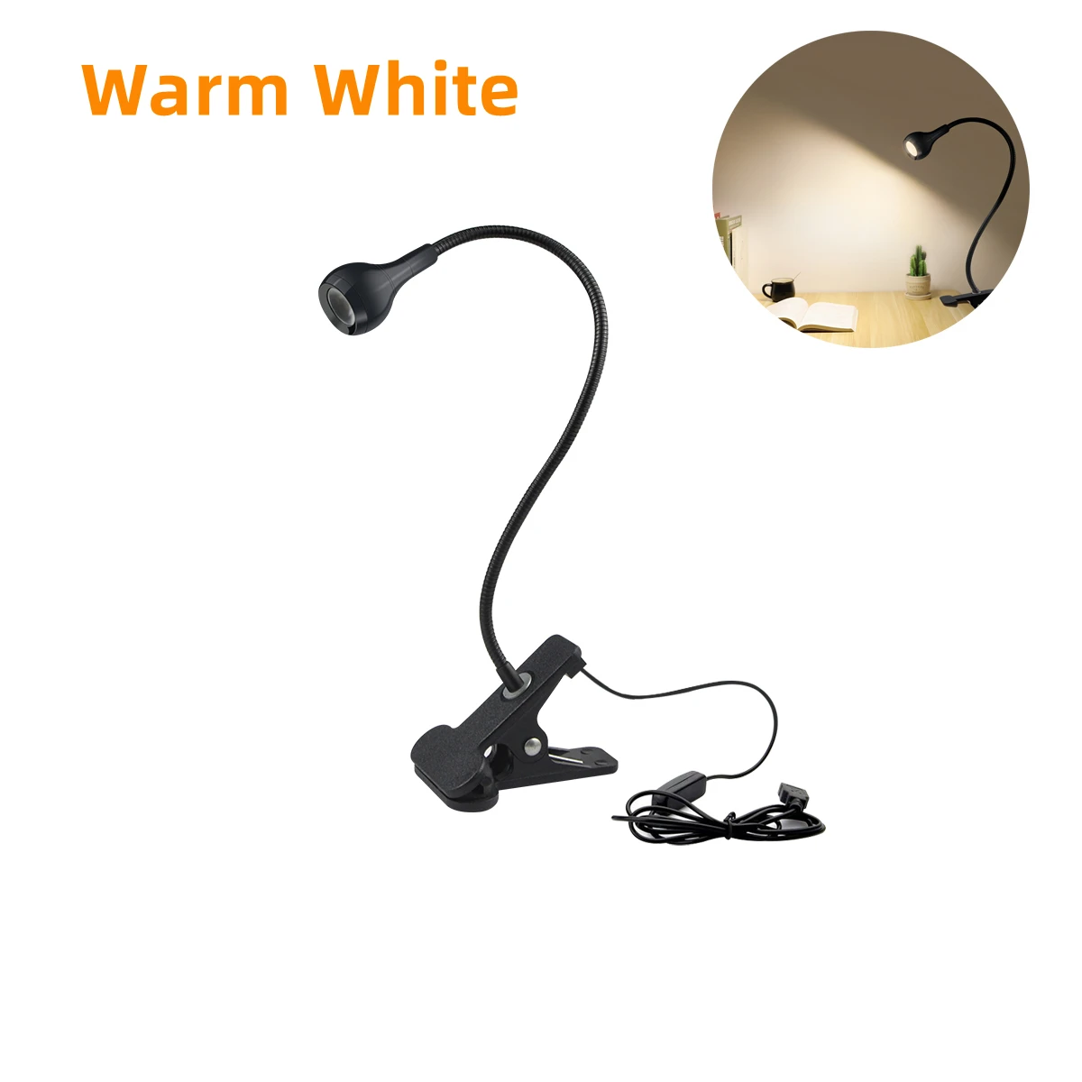 Desk Lamp LED 360° Flexible Gooseneck USB Eye-Caring Clip Reading