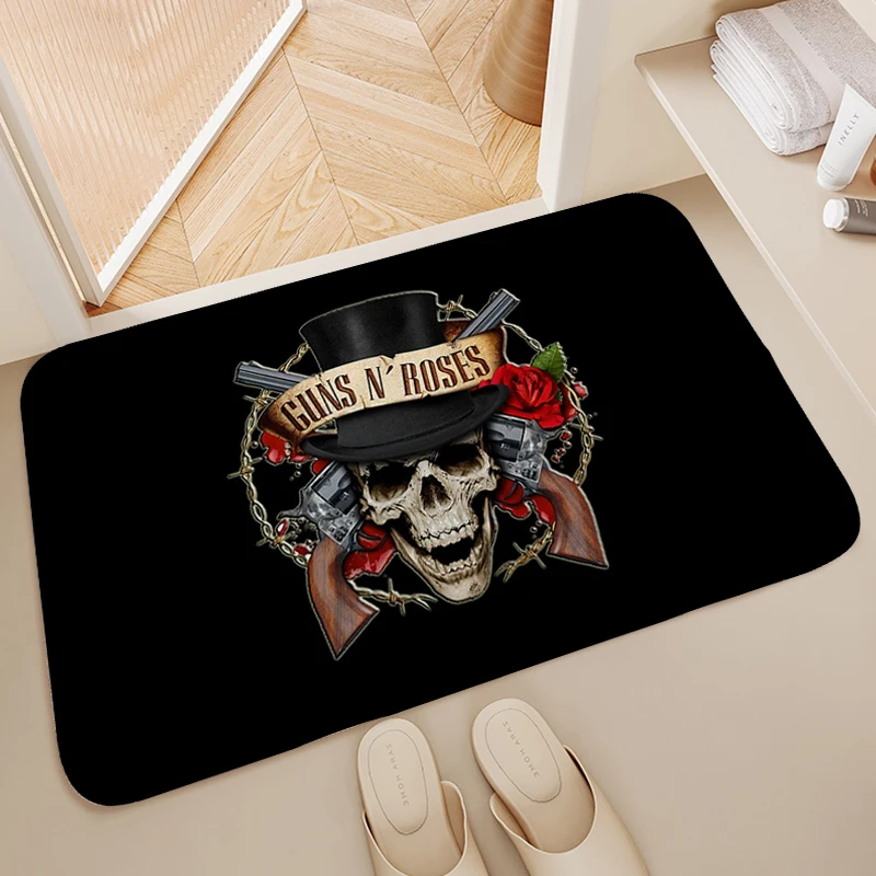

Bathroom Rug G-Guns N' Roses Carpets for Living Room Doormat Entrance Door Washable Non-slip Kitchen Hallway Entryway Foot Mat