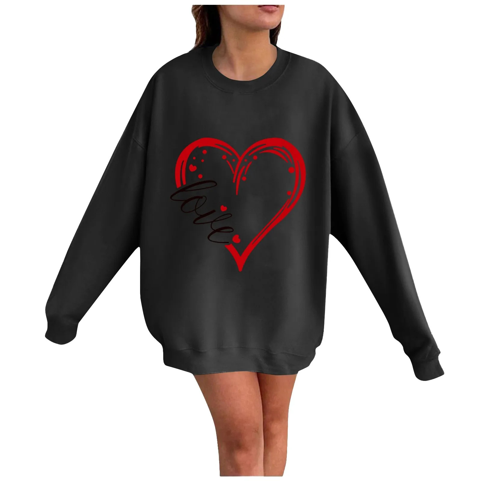 

Sweatshirts For Women Valentines Gifts Love Print Long Sleeve Cute Tops Loose Fit Crewneck Pullover Blouse Ladies Shirt 2023