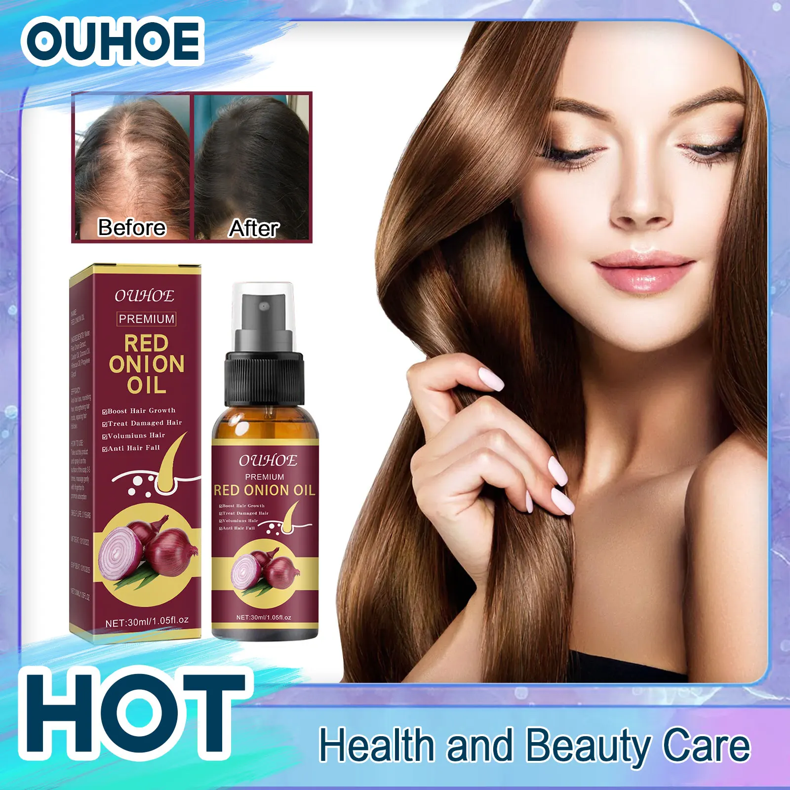 hair growth serum spray prevent hair loss scalp treatment improve alopecia red onion essential oil