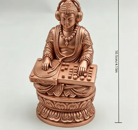 3D Printed DJ Buddha Figurine with Headphones - Creative Zen Desktop Decor Ornament & Party Gift