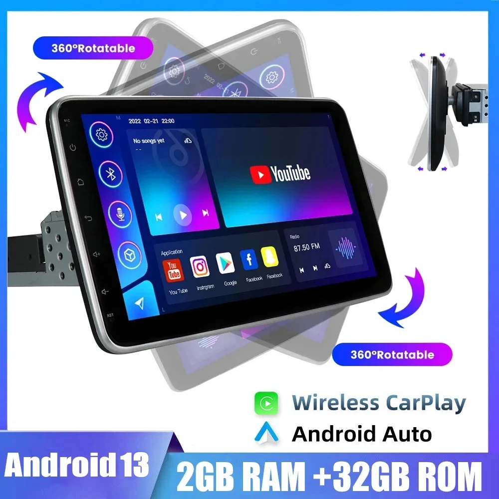 

Автомагнитола 1DIN CarPlay Auto GPS Navi Выдвижной Экран Android 13,0 мультимедийный плеер универсальный аудио видео без DVD головное устройство