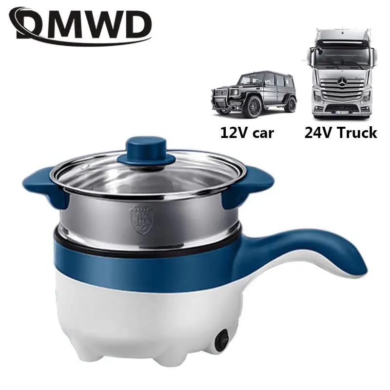 2L Multicooker Per Auto Camion 12V 24V Fornello Di Riso Elettrico Antiaderente Food Steamer Padella Per Friggere Pentola Calda Montata Su Auto Noodles