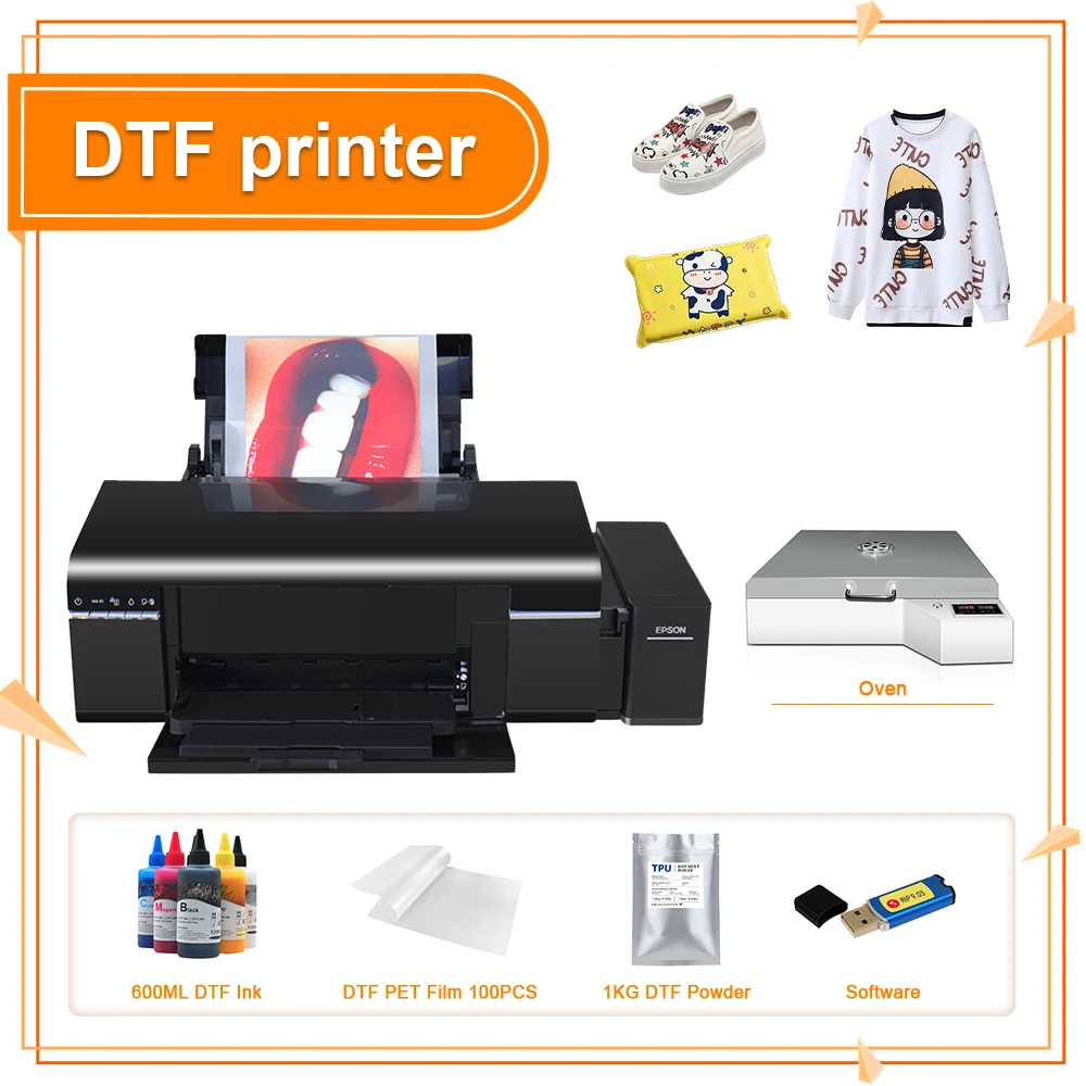  PUNEHOD Impresora DTF A4 L805 Impresora de transferencia para  impresión DIY telas oscuras y claras directamente a la impresora de  película con sistema de circulación de tinta blanca incorporado (DTF 