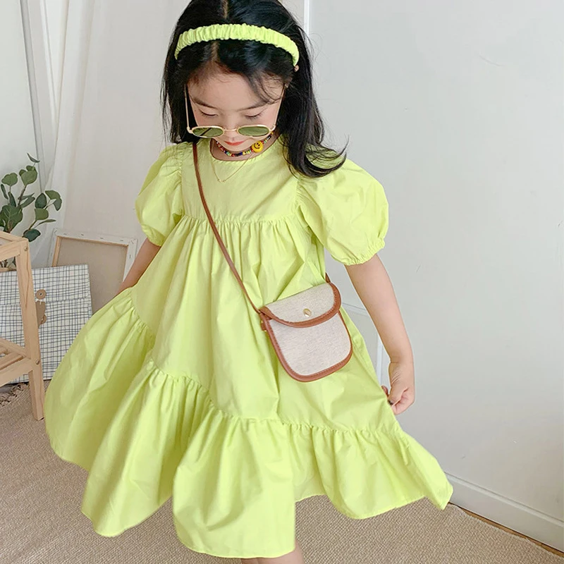 Baby Girls Dresses Summer New Stitching Short-Sleeved Irregular Dress Big Swing Edge Princess Dress Fashion Children'S Clothing