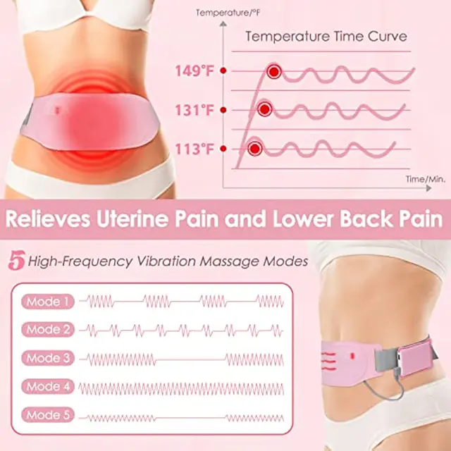 5000Mah Akkumulátor Újratölthető Elektromos Fűtőfűrészpárnák Forró Övek Derék Gyomor Hasi Has Menstruációs Melegebb Hátfájás Enyhítés - Image 3