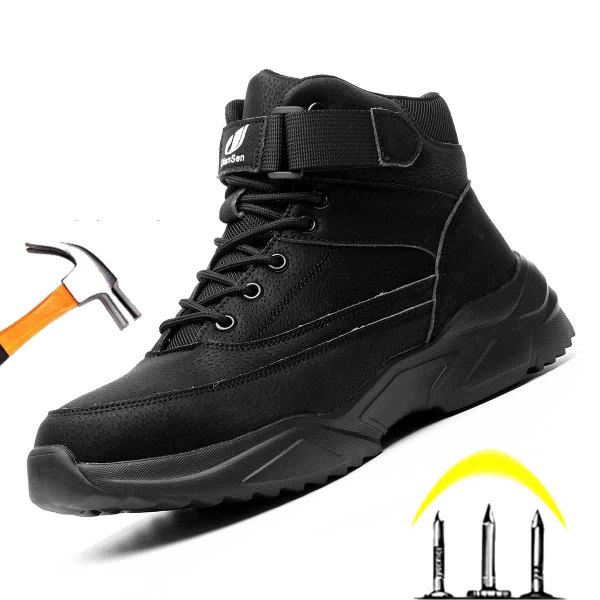 

Мужские рабочие защитные ботинки, Нескользящие рабочие кроссовки, легкая мужская обувь, защитные ботинки, Мужская неразрушаемая рабочая обувь, мужские ботинки