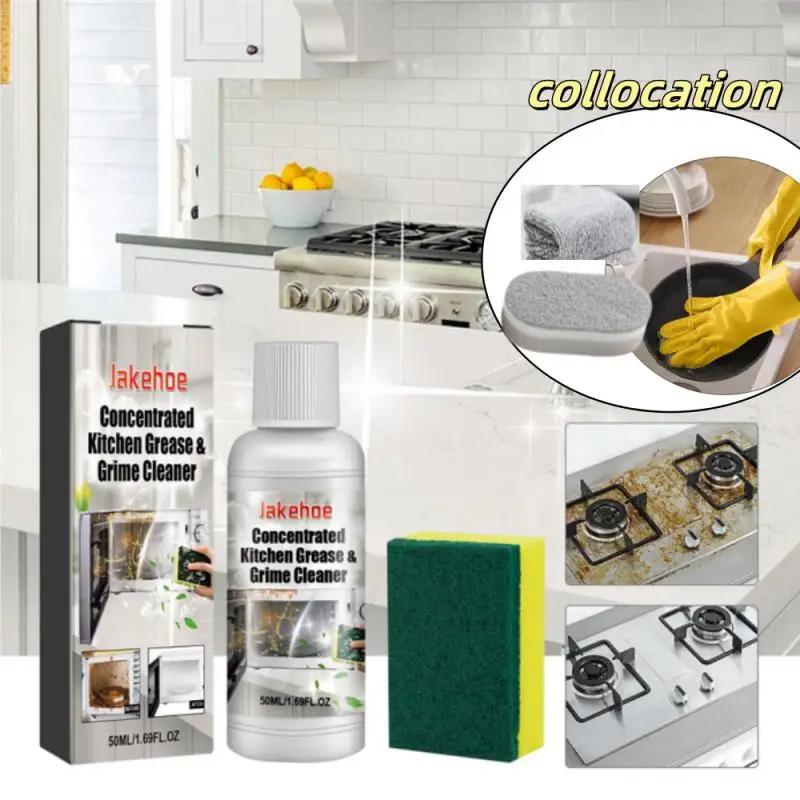 Powerful Oil Agent Set with Clean Glove and Sponge Kitchen Concentrated Heavy Oil Cleaning Range Hood kitchen degreaser