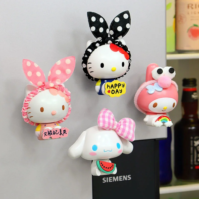 

Sanrio мультфильм Hello Kitty наклейка на холодильник Cinnamoroll магнитная наклейка кукла сообщение фото наклейки креативные домашние украшения