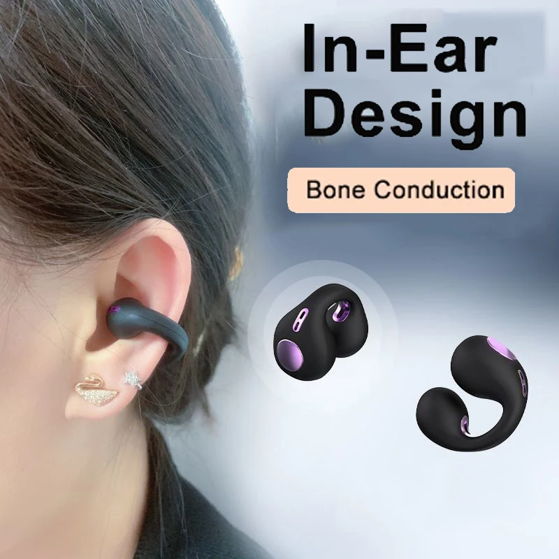 Earphone Clip On Ear Bone Conduction Wireless Headphone TWS For.