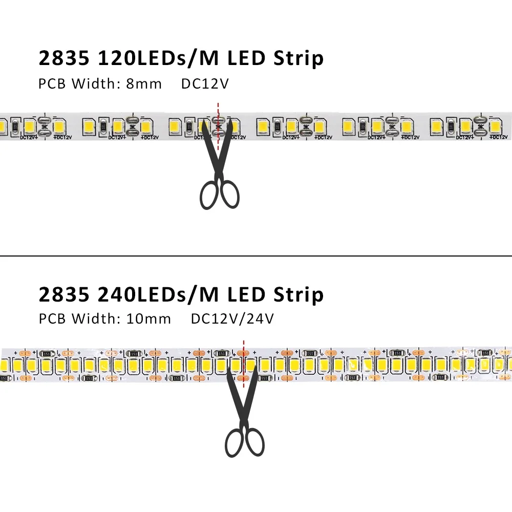 5M 12V LED Strip SMD 2835 LED Tape 120LED/M 240LED/M Ice Blue Warm Cool White 12 volt Flexible Stripe Ribbon Home Decor Light 2