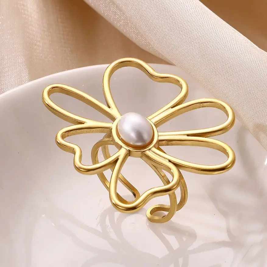 Stainless Steel Rings Women For Stainless Steel Pearl Gold