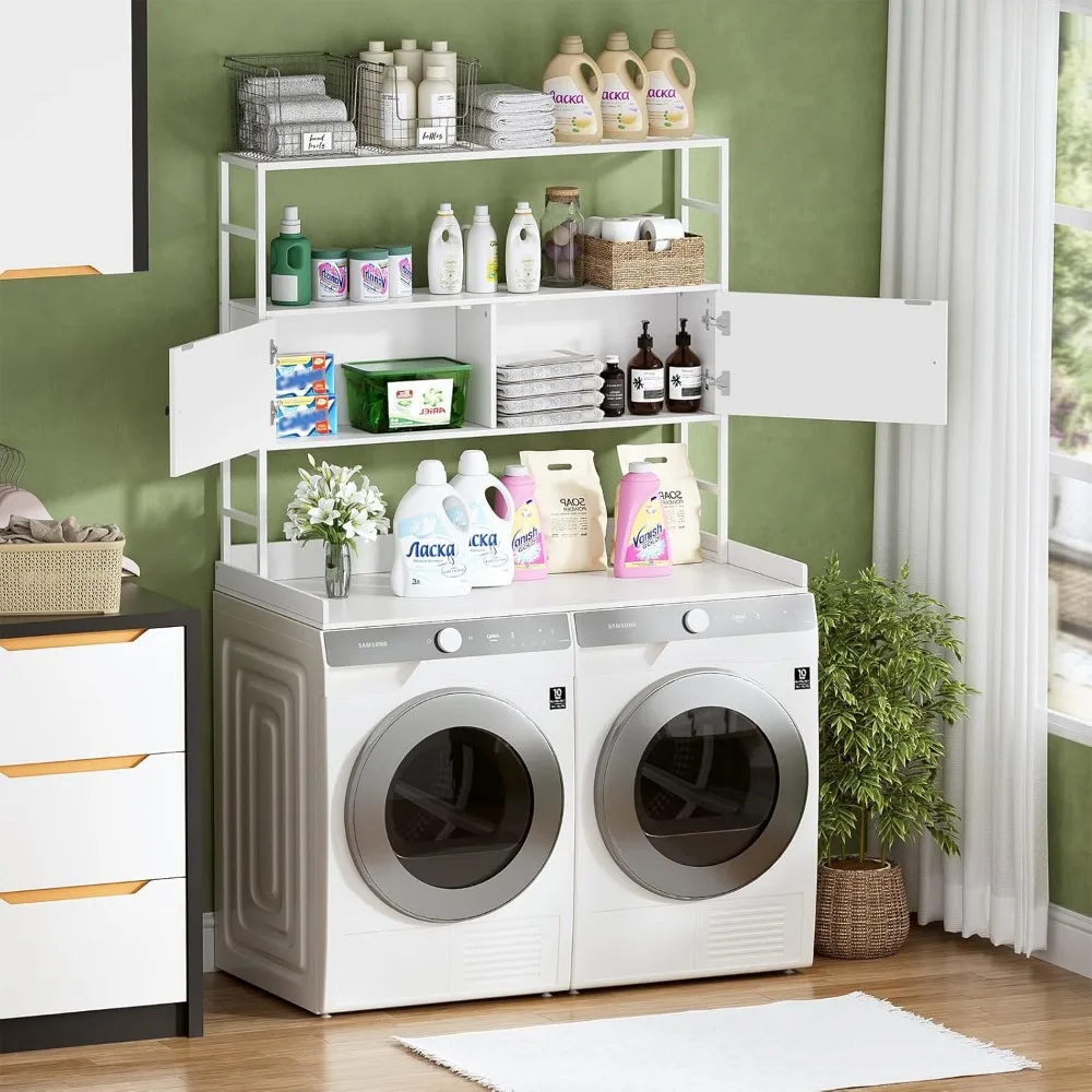 Washer Dryer Countertop,3-Tier Washer and Dryer Covers,Wood Over Washer and Dryer Countertop Shelves for Laundry Organization 3