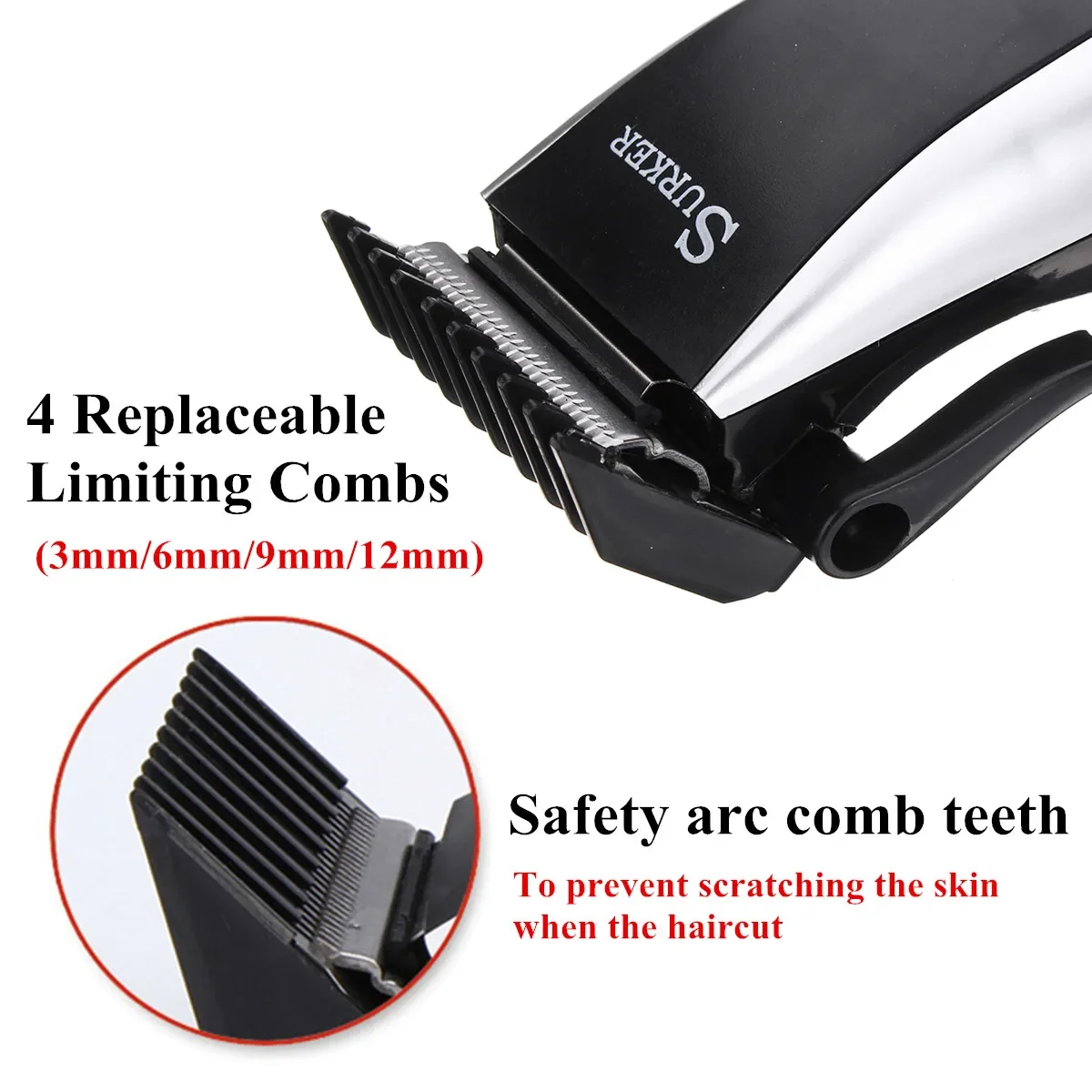 220V Professional Electric Hair Trimmer Hair Clippers Cutting for Kids Man Adult Anti Slip Set Scissor EU Plug 2