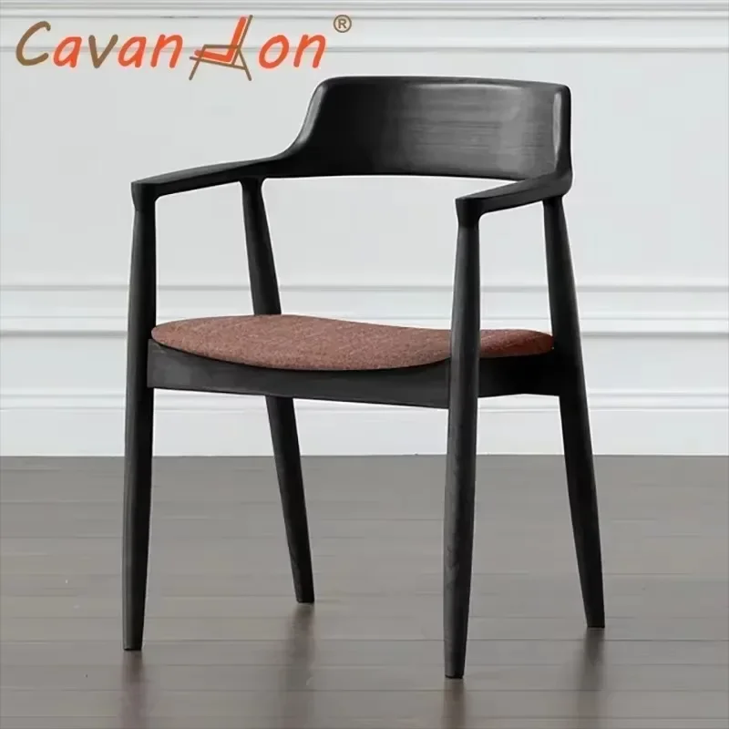 Dining Chair Cafe Wood Chair Accent Armchair Dining Table Chair Kitchen Meeting Negotiation Furniture