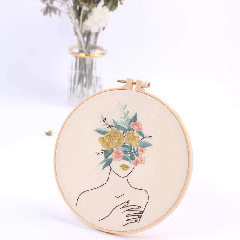 Cotton Linen Embroidery Kit for Adults DIY Stitching Set