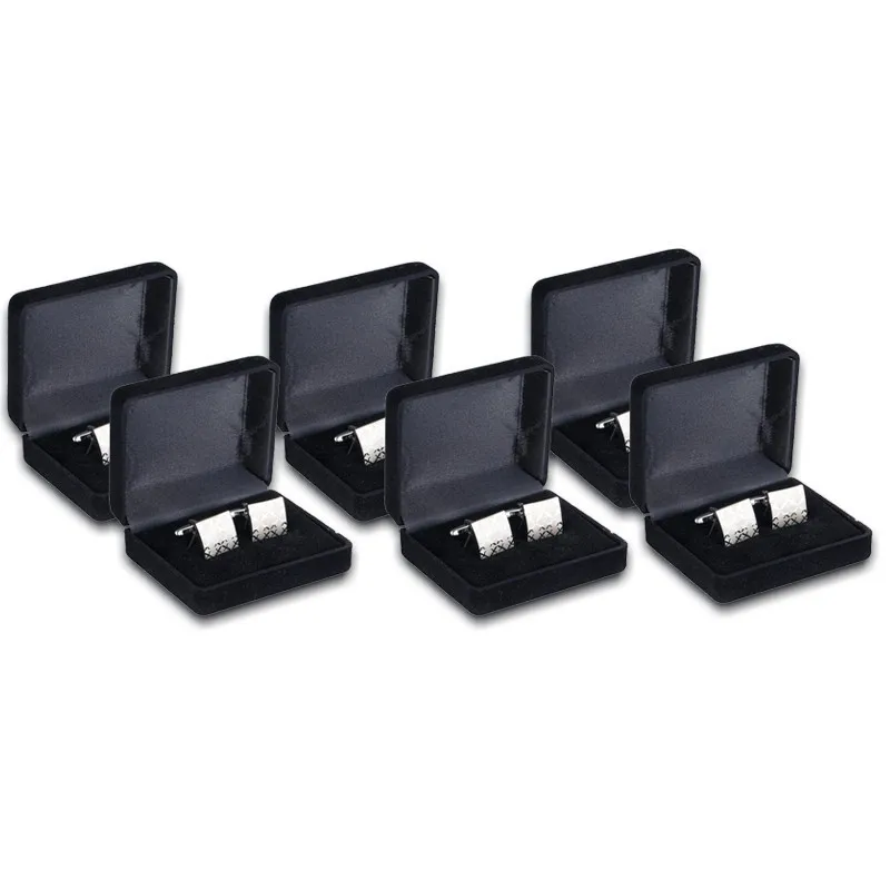 Wholeslae Men's Cufflinks Packaging Box Black Leatherette Organizer Jewelry Cuff Links Storage Case Christmas Gift Casket