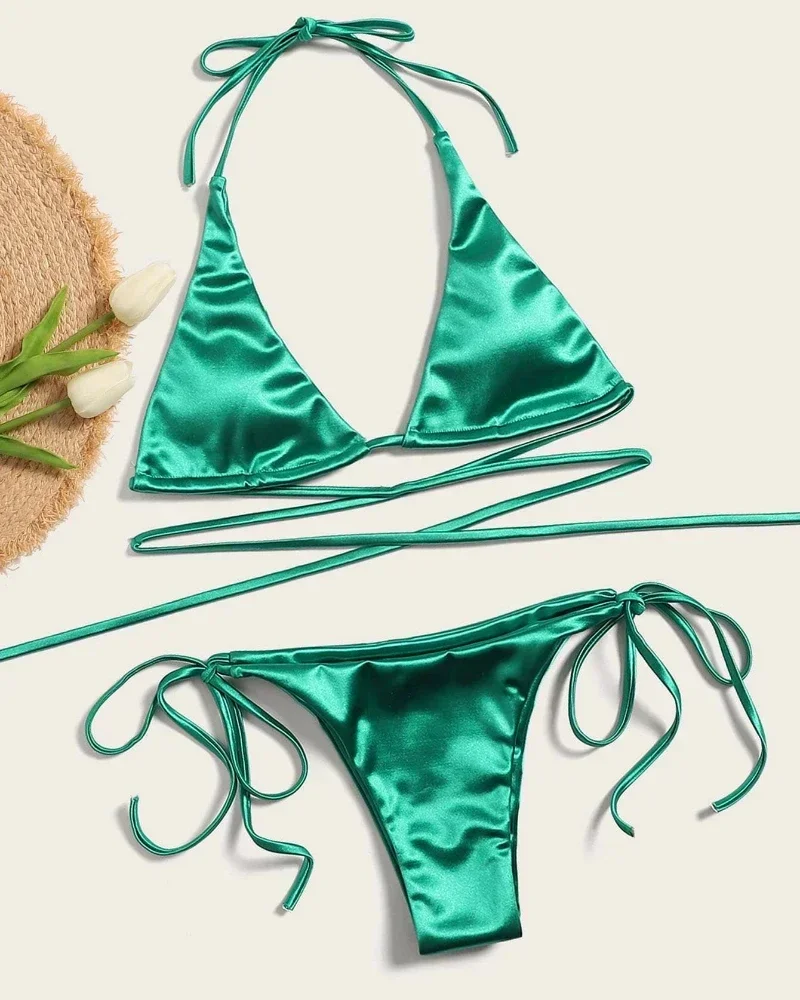 Swimwear Thong Bikini Set Sexy New Gold Swimsuits Woman Sexy Bathing Suits Bikinis Triangle Bandage Female Beachwear