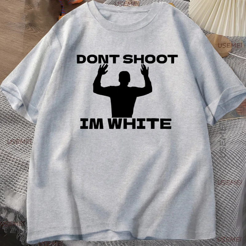 재미있는 유머 Don't Shoot 그래픽 T 셔츠 남성 코튼 반팔 티셔츠 티셔츠 캐주얼 통기성 루즈 라운드 넥 티셔츠 탑