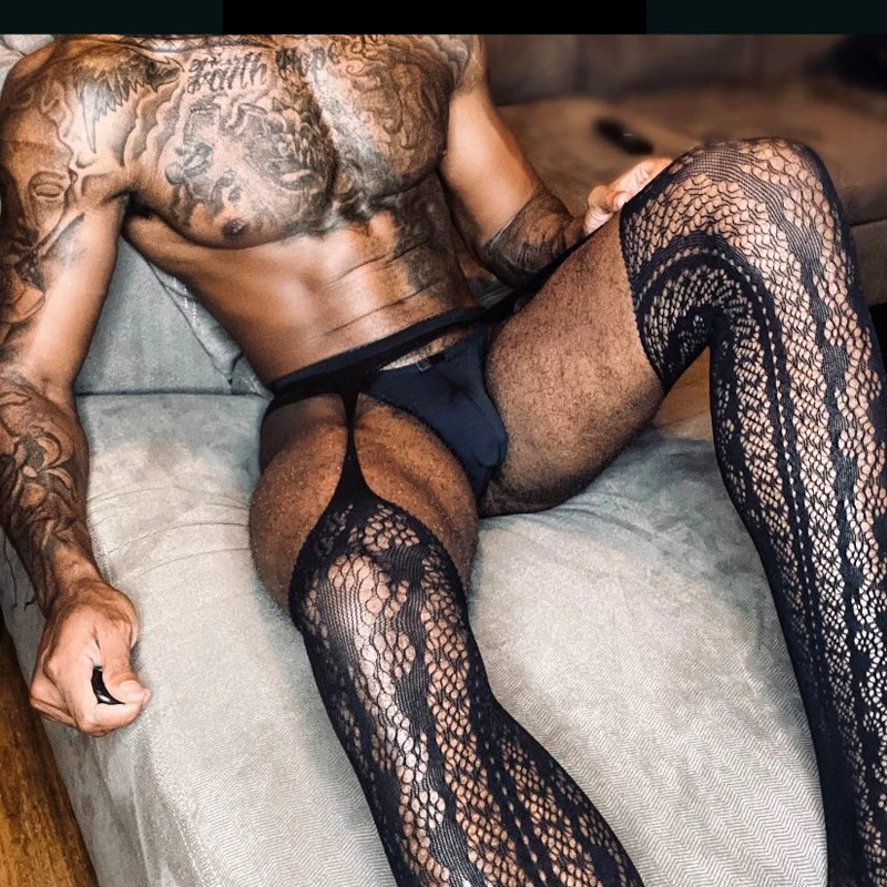 Pantyhose for Mens Sexy Fishnet Body Stockings Erotic Sissy Clothes Cool Man Lingerie High Elastic Sex Tights Medias De Hombre men
