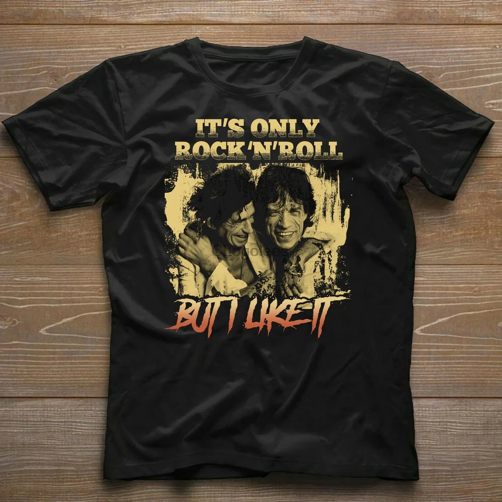 Винтажная черная футболка с рисунком рок-н-ролла |