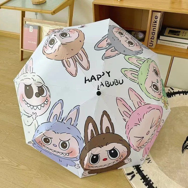 5 Styles Labubu Monster Anime Accessory Automatic Sunshade Umbrella Sunscreen Anti-Ultraviolet Folding Umbrella Rain