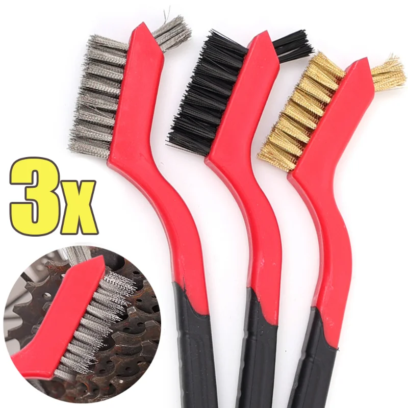 

Universal Car Tire Cleaning Brush Soft and Hard Bristles Rust Remover Metal Wire Burring Cleaning Brushes Polishing Tools