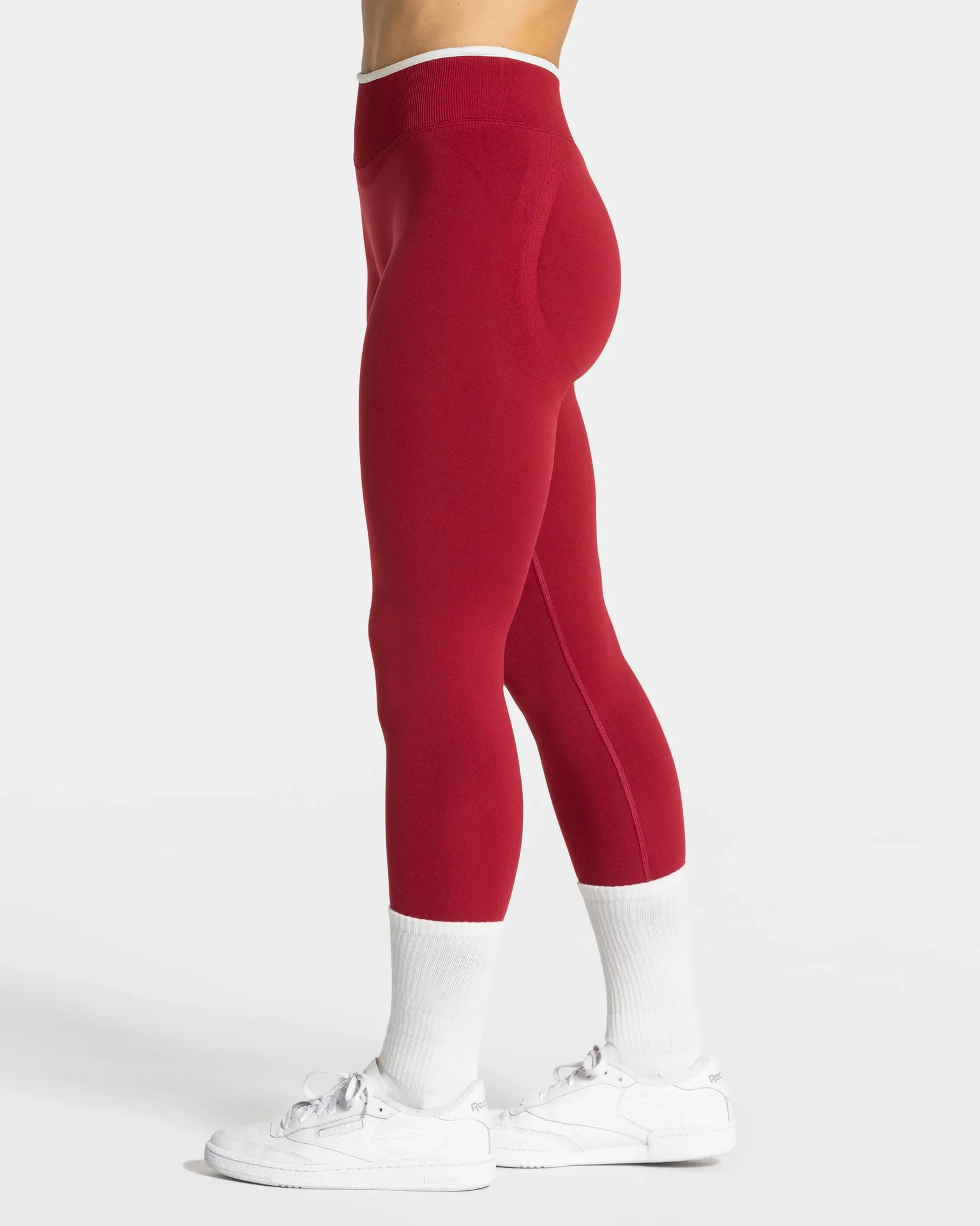 Women Solid Color Seamless Leggings White Edge Waist Tight High Waist Hip Lifting Yoga pants 2026New