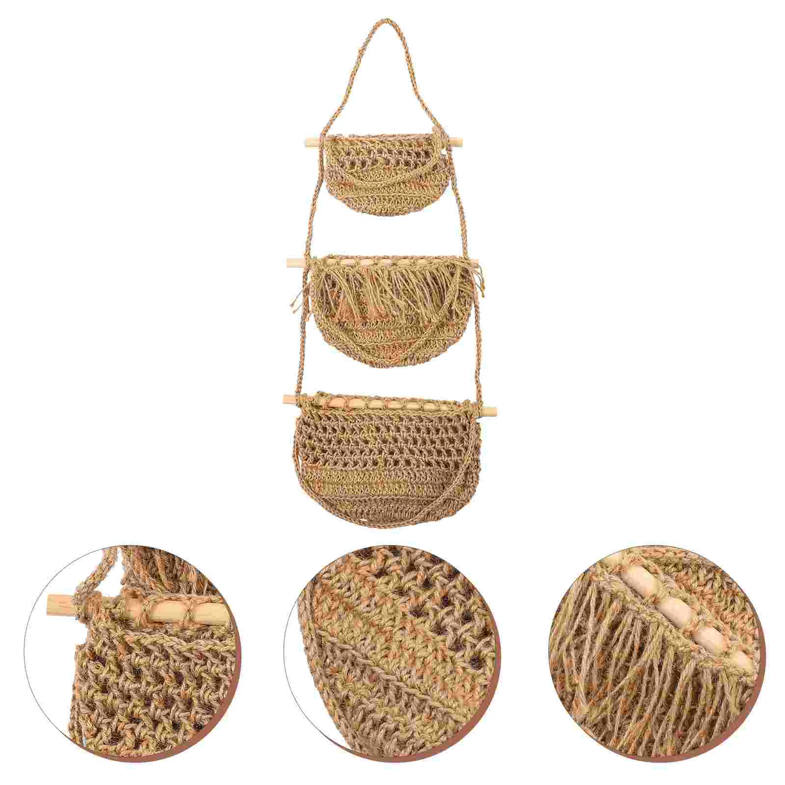 

Плетеная настенная корзина для фруктов макраме, кухонная корзина, Плетеный подвесной Органайзер