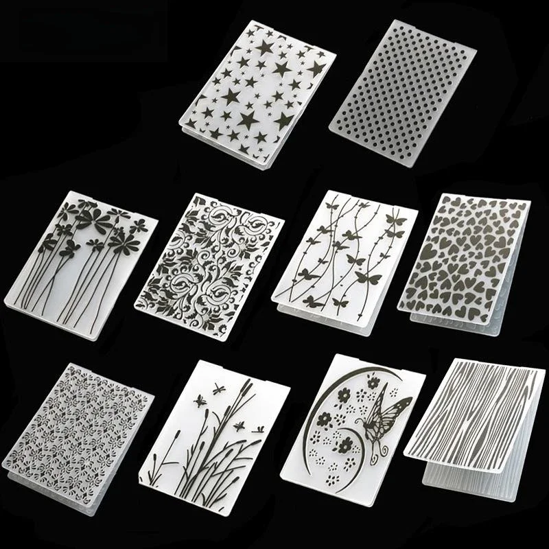 새로운 도착 3D 엠보싱 폴더 DIY 종이 절단 다이에 대한 투명 엠보싱 플라스틱 플레이트 디자인 Scrapbooking 10.5x14.5cm