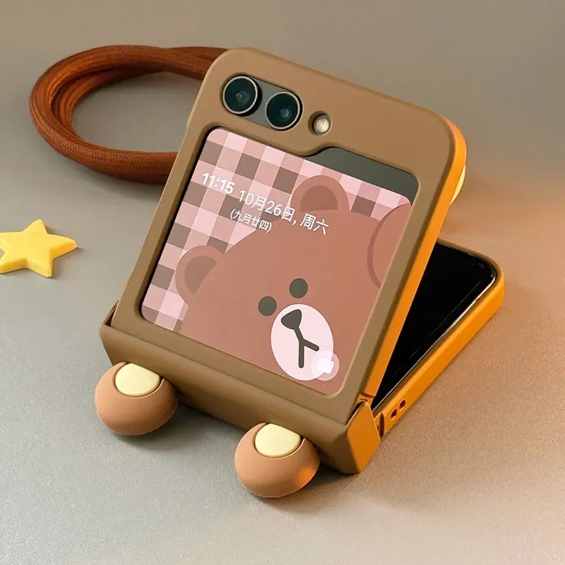 Adorable Ears Hand Strap Hinge Case - Flip Phone Cover