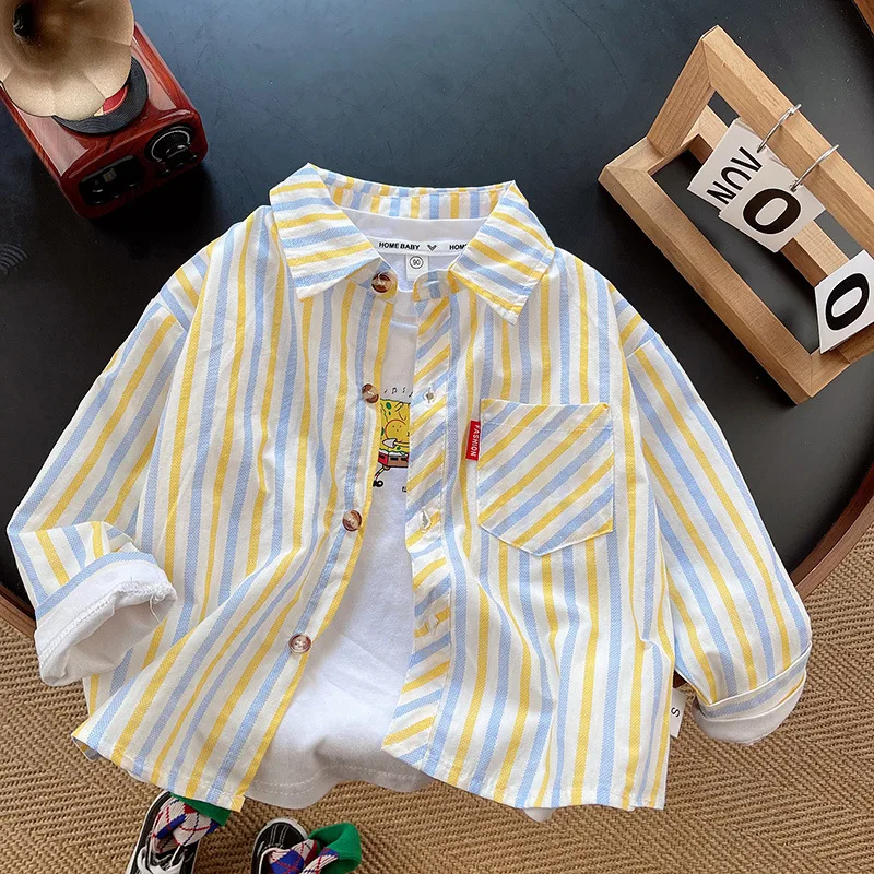 Spring fall toddler baby Boys' Clothing Striped Cardigan Shirt Coat for infant Boys' Clothes baby Wear Casual Sports Shirt Top