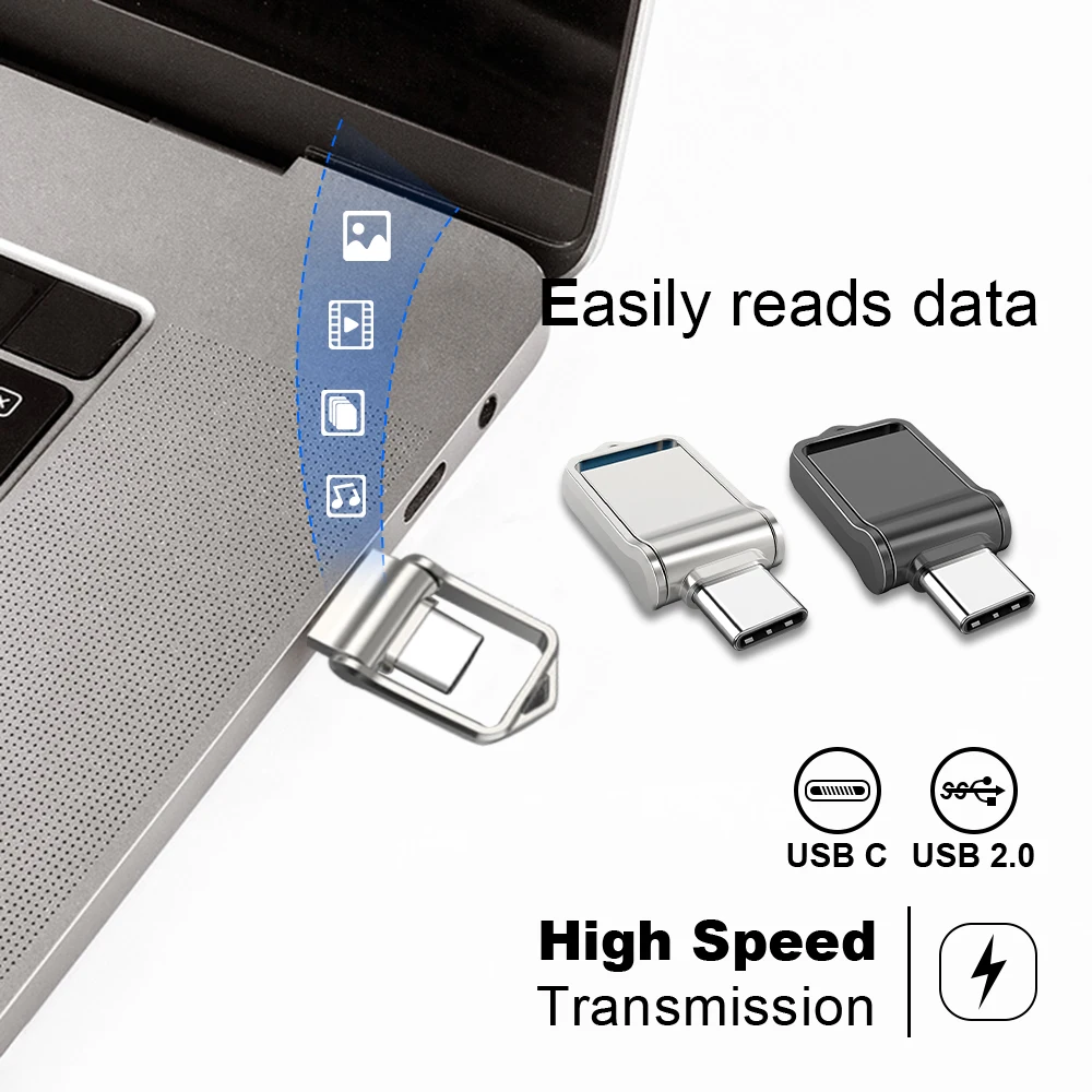 Clé USB 4 En 1 Clé USB 4-en-1 AXFEE 256 Go - IOS/Android/Type-C/USB 3.0 - Transfert Haut Débit - Cryptage Sécurisé Clé USB 4 En 1 256Go
