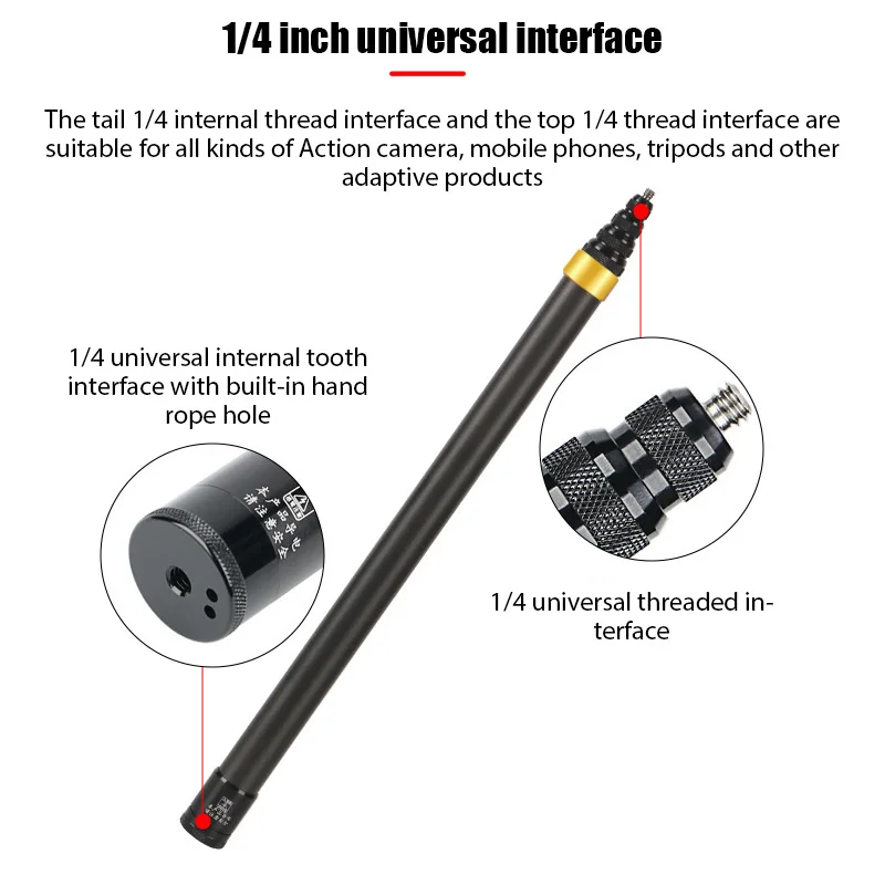 Carbon Fiber Invisible Extended Edition Selfie Stick 290CM for Insta360 X3 GO 3 Action 4 Accessories for GoPro