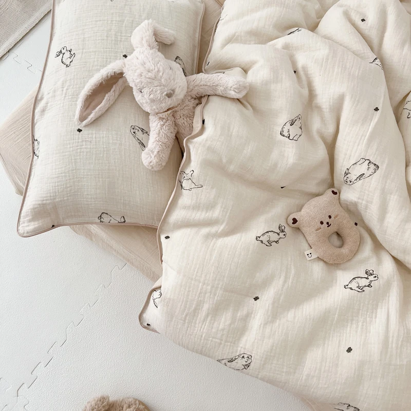 

Хлопковая муслиновая детская наволочка Bear Bunny для мальчиков и девочек, детское постельное белье, пододеяльник, наволочка без наполнителя