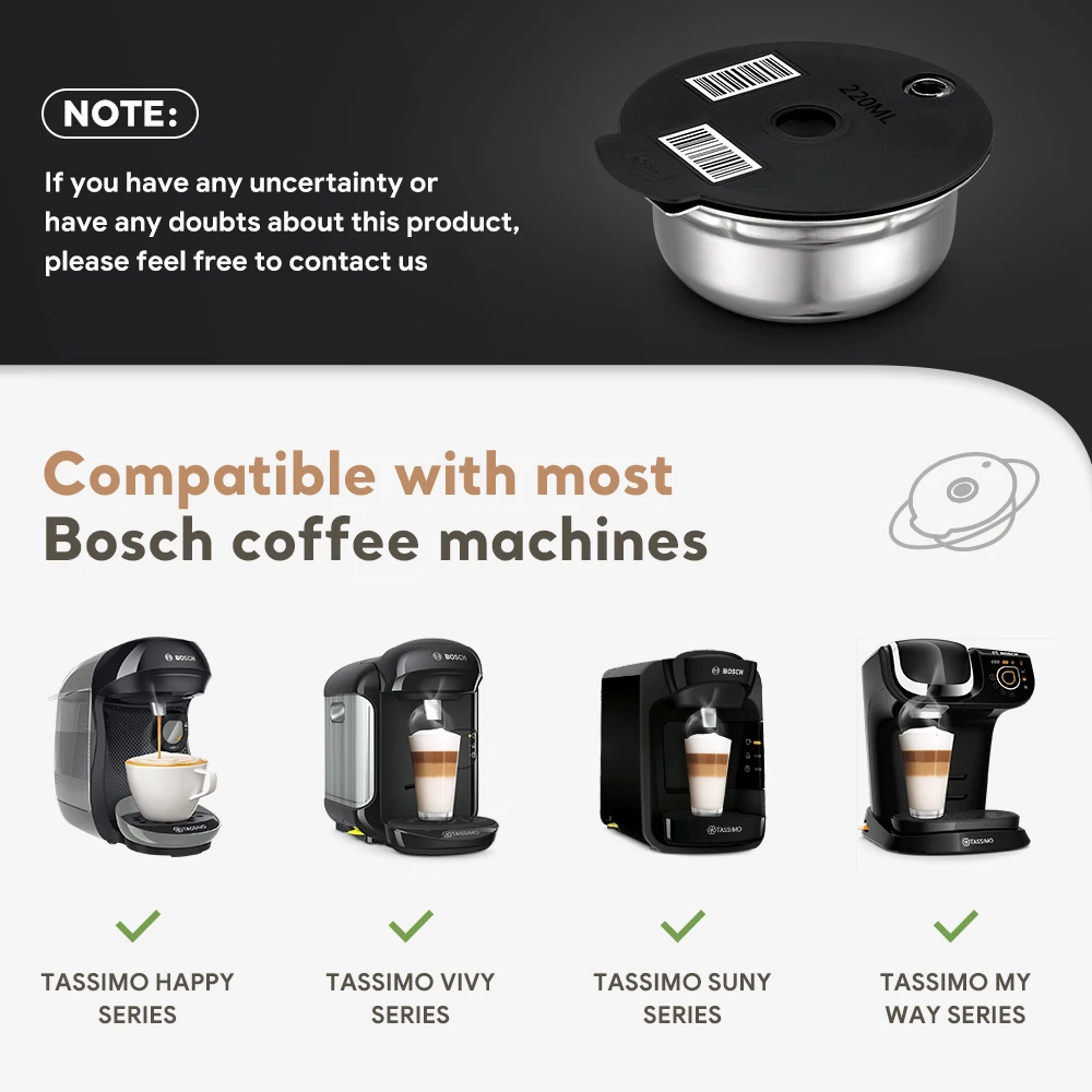 Reusable stainless steel coffee capsule pods For BOSCH-s machine Tassimo  refillable filter Stainless steel manufacturer pods