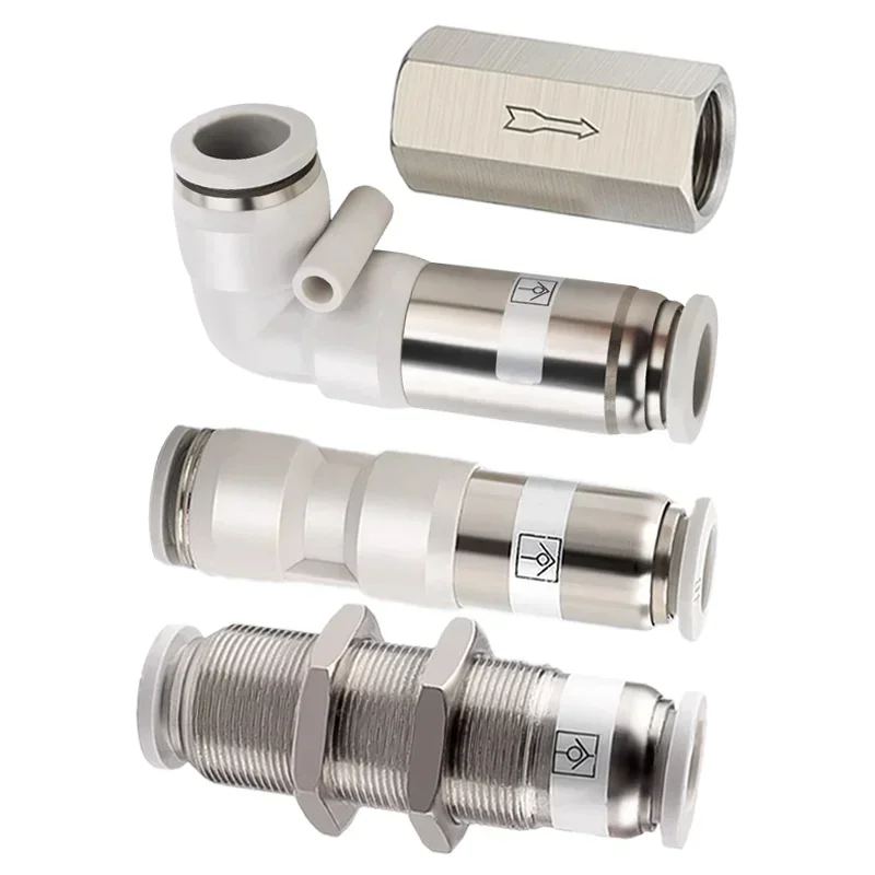 공압 체크 밸브 단방향 황동 밸브, 공기 파이프 피팅 어댑터, 1/4 3/8 1/2, 6mm, 8mm, 10mm