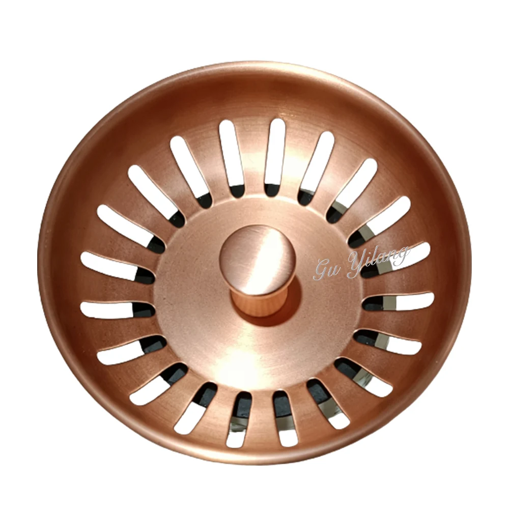 GYL 8.3cm Copper Color Kitchen Sink Plug with Spring Steel Ball Sink Filter Sink Drainer Stopper Copper Strainer 3-1/2 strainer