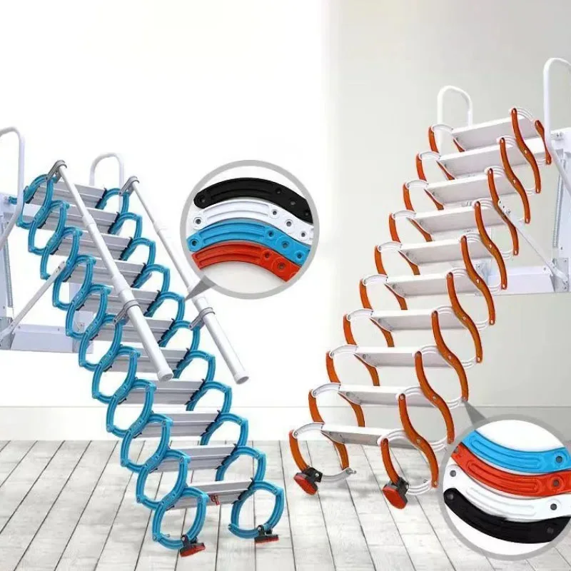 Outdoor Wall-mounted Telescopic Step Ladder telescoping ladder carbon steel Lift Ladders for Home Indoor Space-saving Attic Telescopic Staircase