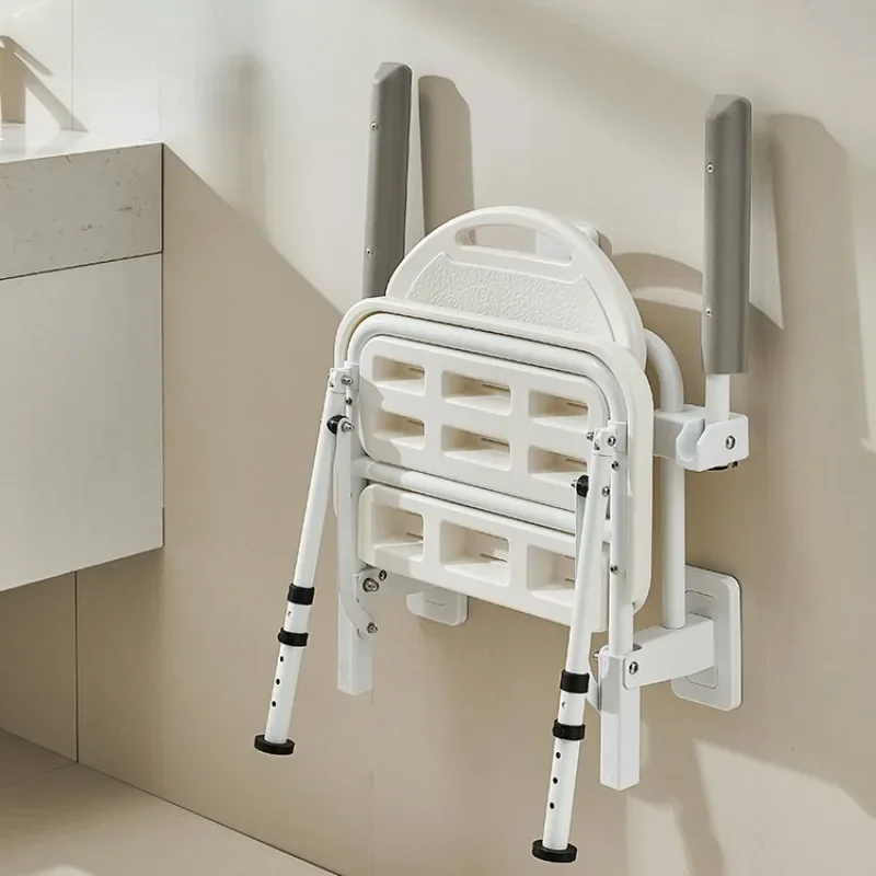 Wall-mounted Bathroom Chairs Disabled Chair Shower Seat, Height Adjustable Elderly Toilet Bath Chair Bathing Aids Folding Stools 5