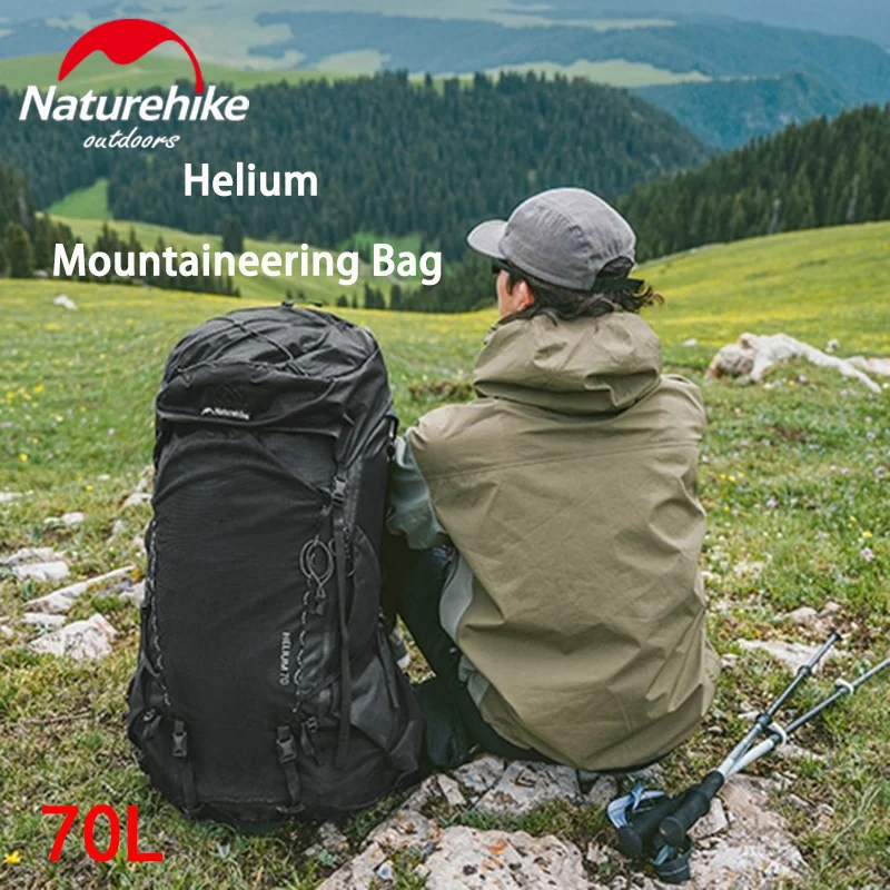 Naturehike Backpack 70L Professional Hiking Outdoor Travel Women/Men&lsquo;s Large Mountaineering Bag With Backpack Cover Waterproof