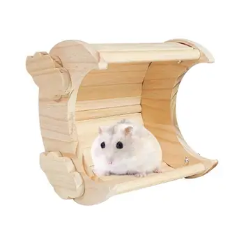 Wooden Chinchilla House Moon Shaped Chinchilla Habitat Hamster Habitat Rabbit Hut For Small Animals Hamsters Chinchillas Bunnies