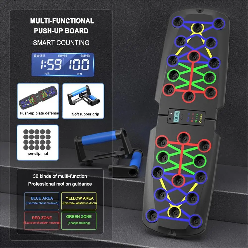 Portable Multifunctional Push-up Board Set With Handles Foldable Fitness Equipment For Chest Abdomen Arms And Back Training