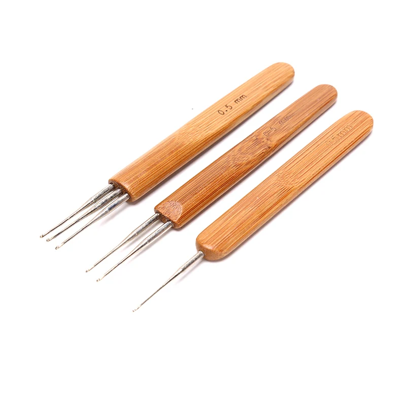 Crochet Hook Dreads Loc Crochet Needle Wooden Handle 0.5Mm 0.75Mm For Dreadlocks Braids Hair Making Needle Tools For Dreads 4